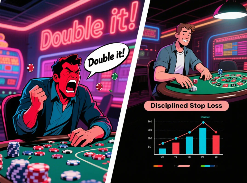 Visual flowchart showing 1324 betting steps: 1 → 3 → 2 → 4, with green check marks for win, and reset after loss; clear flat style design